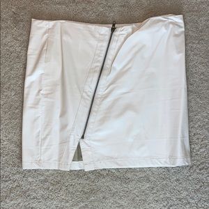 Off-White Leather Pencil Skirt with Zipper